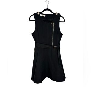 Old Money Grunge Black Belted Bow Accent Mini Dress Size Large